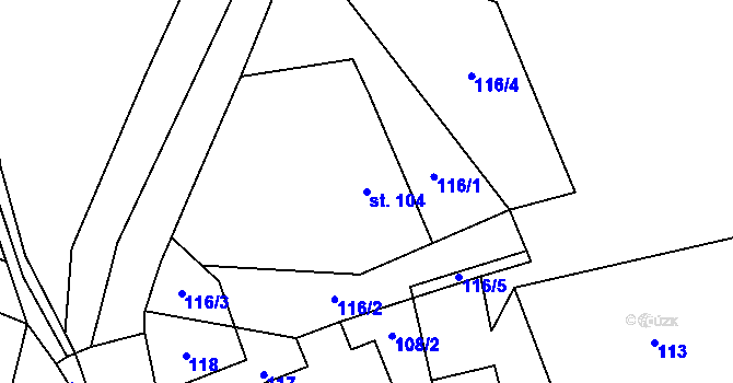 Parcela st. 104 v KÚ Dřevíkov, Katastrální mapa
