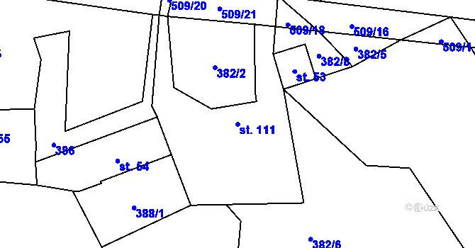Parcela st. 111 v KÚ Dřevíkov, Katastrální mapa