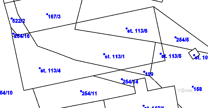 Parcela st. 113/1 v KÚ Dřevíkov, Katastrální mapa