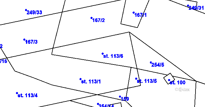 Parcela st. 113/6 v KÚ Dřevíkov, Katastrální mapa