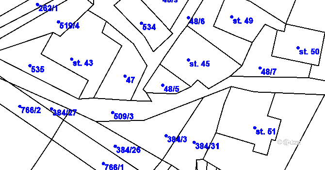 Parcela st. 48/5 v KÚ Dřevíkov, Katastrální mapa