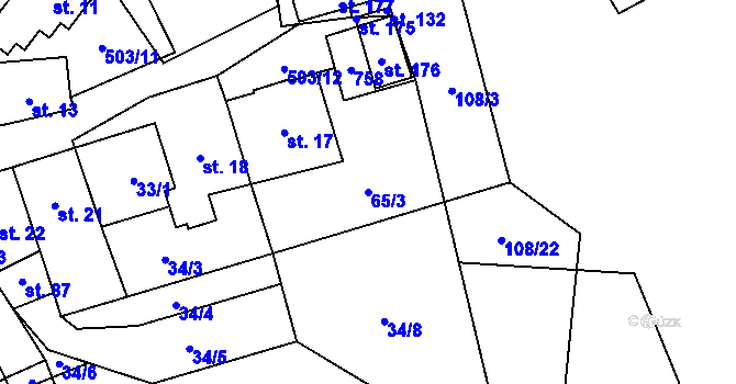 Parcela st. 65/3 v KÚ Dřevíkov, Katastrální mapa
