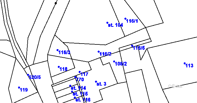 Parcela st. 116/2 v KÚ Dřevíkov, Katastrální mapa