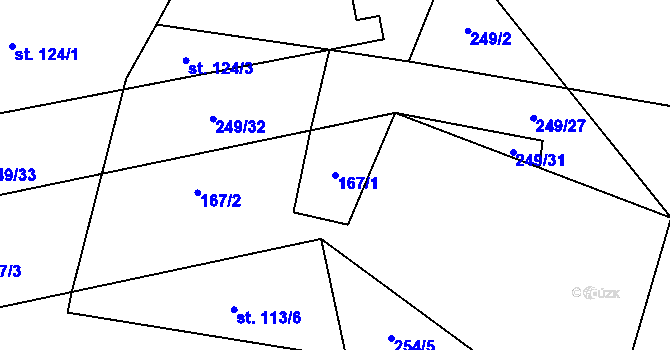Parcela st. 167/1 v KÚ Dřevíkov, Katastrální mapa