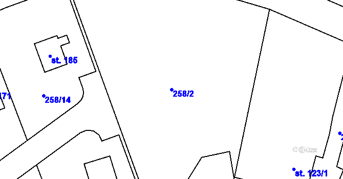Parcela st. 258/2 v KÚ Dřevíkov, Katastrální mapa