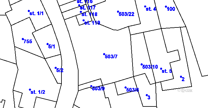 Parcela st. 503/7 v KÚ Dřevíkov, Katastrální mapa