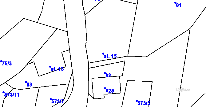 Parcela st. 15 v KÚ Možděnice, Katastrální mapa