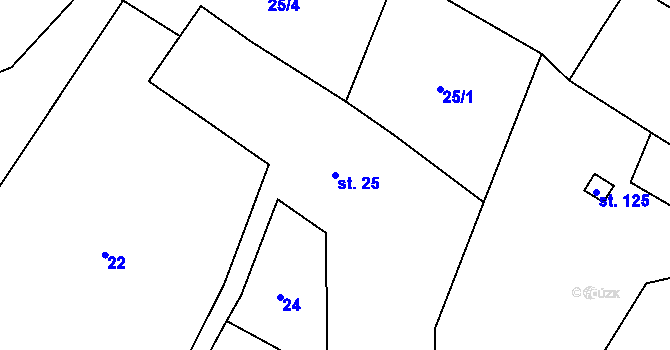 Parcela st. 25 v KÚ Možděnice, Katastrální mapa