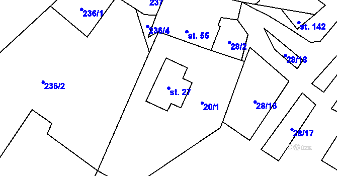 Parcela st. 27 v KÚ Možděnice, Katastrální mapa