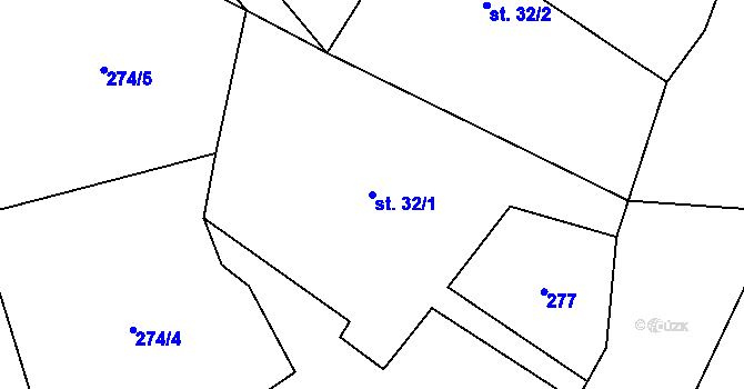Parcela st. 32/1 v KÚ Možděnice, Katastrální mapa