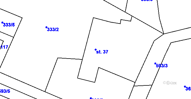 Parcela st. 37 v KÚ Možděnice, Katastrální mapa