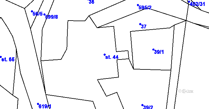 Parcela st. 44 v KÚ Možděnice, Katastrální mapa