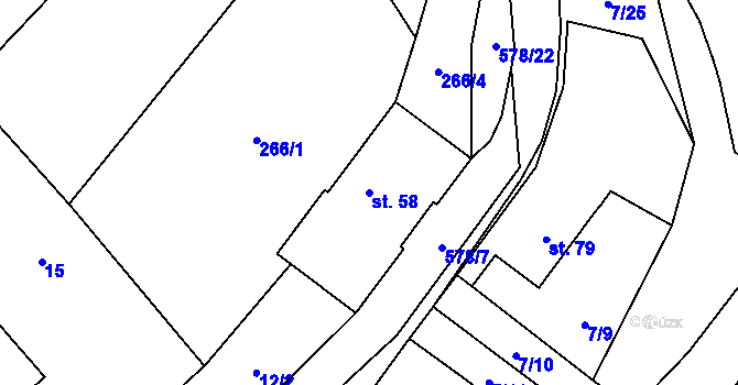 Parcela st. 58 v KÚ Možděnice, Katastrální mapa