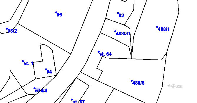 Parcela st. 64 v KÚ Možděnice, Katastrální mapa