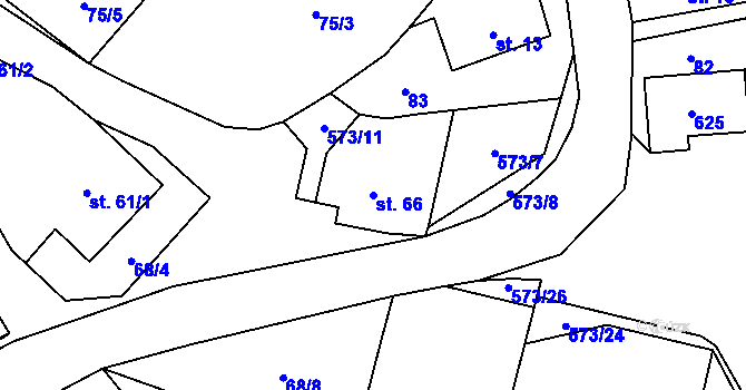Parcela st. 66 v KÚ Možděnice, Katastrální mapa