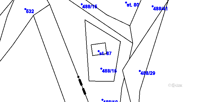 Parcela st. 87 v KÚ Možděnice, Katastrální mapa