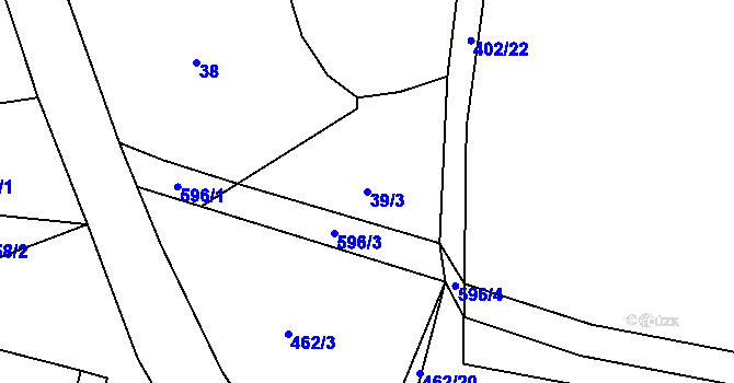 Parcela st. 39/3 v KÚ Možděnice, Katastrální mapa