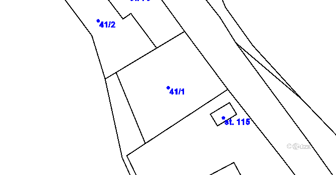Parcela st. 41/1 v KÚ Možděnice, Katastrální mapa