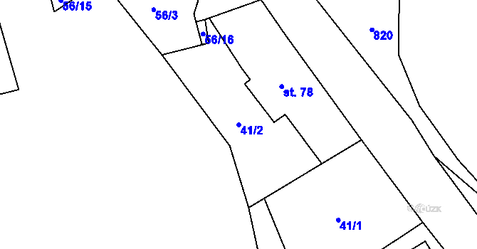 Parcela st. 41/2 v KÚ Možděnice, Katastrální mapa