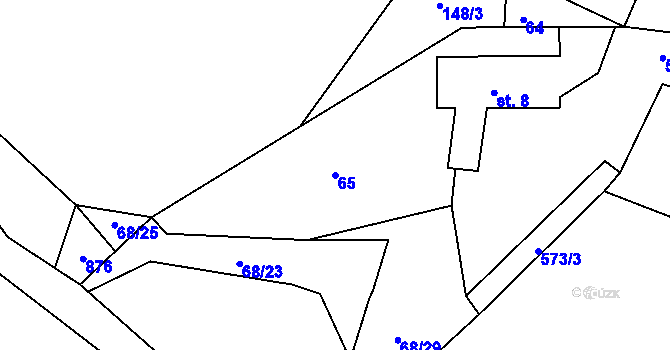 Parcela st. 65 v KÚ Možděnice, Katastrální mapa