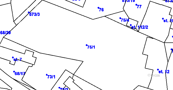 Parcela st. 75/1 v KÚ Možděnice, Katastrální mapa
