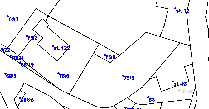 Parcela st. 75/6 v KÚ Možděnice, Katastrální mapa