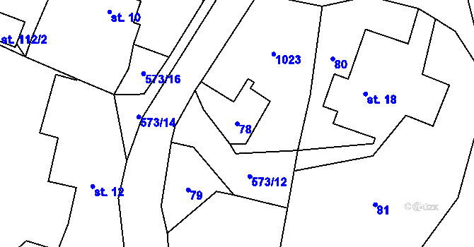 Parcela st. 78 v KÚ Možděnice, Katastrální mapa
