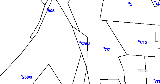 Parcela st. 578/5 v KÚ Možděnice, Katastrální mapa
