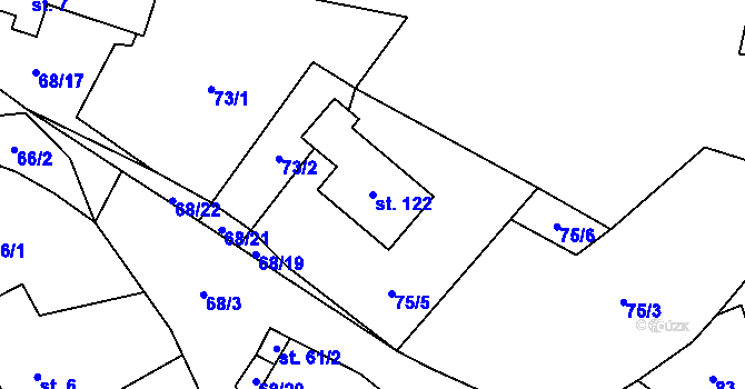 Parcela st. 122 v KÚ Možděnice, Katastrální mapa