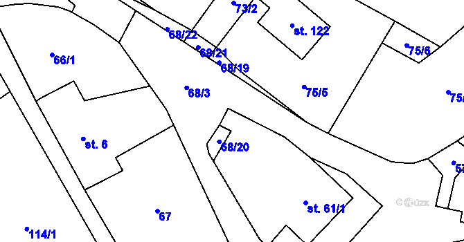 Parcela st. 61/2 v KÚ Možděnice, Katastrální mapa