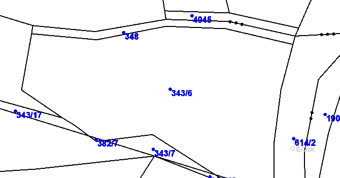 Parcela st. 343/6 v KÚ Možděnice, Katastrální mapa