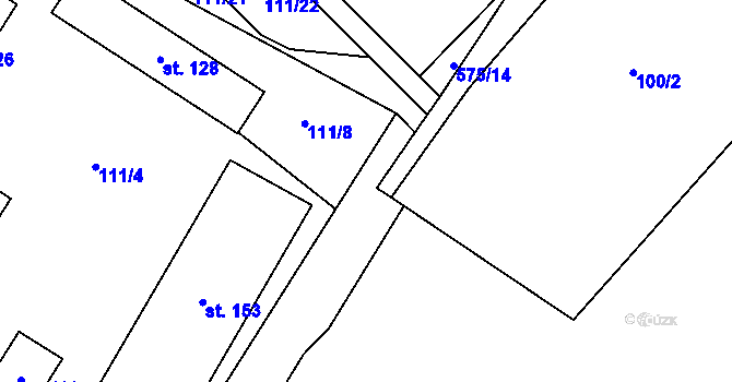Parcela st. 575/12 v KÚ Možděnice, Katastrální mapa