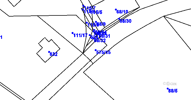 Parcela st. 575/15 v KÚ Možděnice, Katastrální mapa