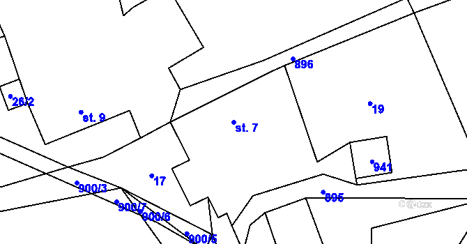 Parcela st. 7 v KÚ Rváčov u Hlinska, Katastrální mapa