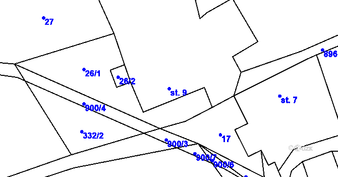 Parcela st. 9 v KÚ Rváčov u Hlinska, Katastrální mapa