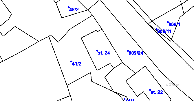 Parcela st. 24 v KÚ Rváčov u Hlinska, Katastrální mapa