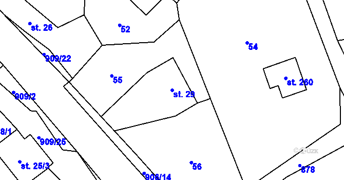 Parcela st. 29 v KÚ Rváčov u Hlinska, Katastrální mapa