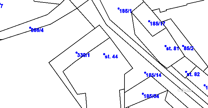 Parcela st. 44 v KÚ Rváčov u Hlinska, Katastrální mapa