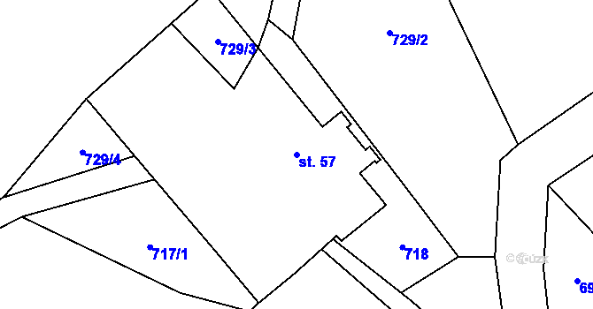 Parcela st. 57 v KÚ Rváčov u Hlinska, Katastrální mapa
