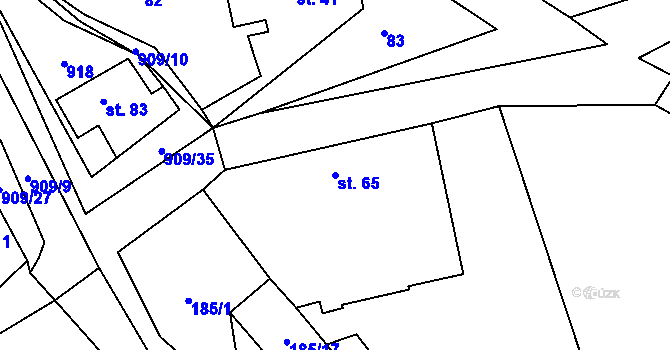 Parcela st. 65 v KÚ Rváčov u Hlinska, Katastrální mapa