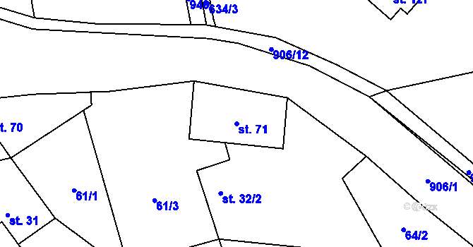 Parcela st. 71 v KÚ Rváčov u Hlinska, Katastrální mapa