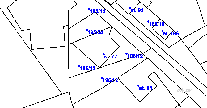 Parcela st. 77 v KÚ Rváčov u Hlinska, Katastrální mapa
