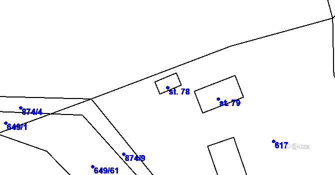 Parcela st. 78 v KÚ Rváčov u Hlinska, Katastrální mapa