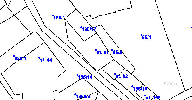 Parcela st. 81 v KÚ Rváčov u Hlinska, Katastrální mapa