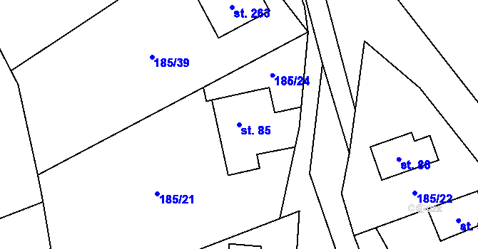 Parcela st. 85 v KÚ Rváčov u Hlinska, Katastrální mapa