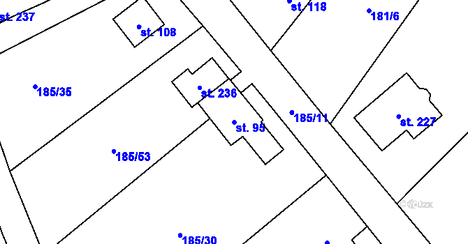 Parcela st. 95 v KÚ Rváčov u Hlinska, Katastrální mapa