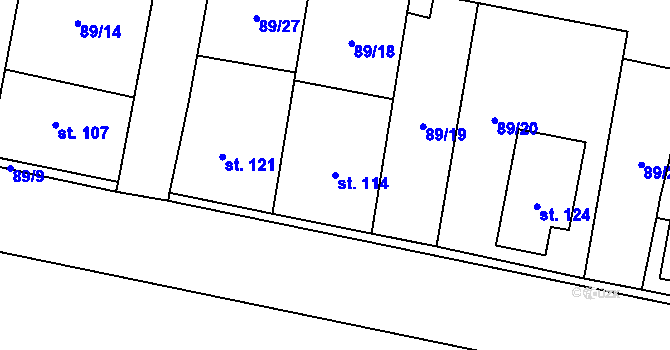Parcela st. 114 v KÚ Rváčov u Hlinska, Katastrální mapa
