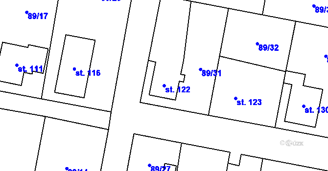 Parcela st. 122 v KÚ Rváčov u Hlinska, Katastrální mapa