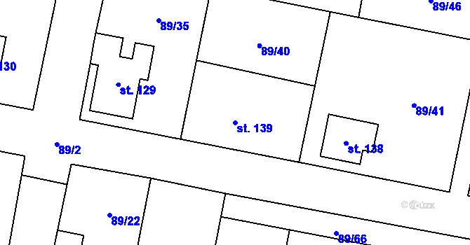 Parcela st. 139 v KÚ Rváčov u Hlinska, Katastrální mapa