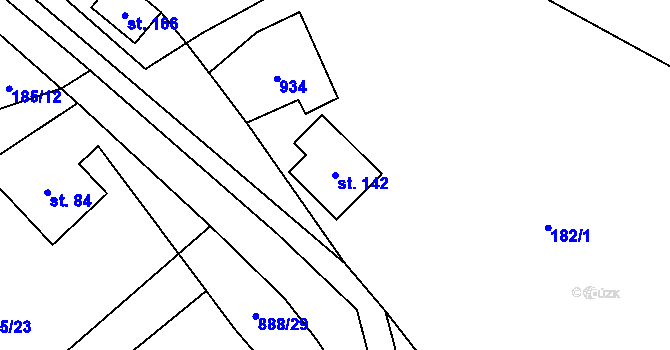 Parcela st. 142 v KÚ Rváčov u Hlinska, Katastrální mapa